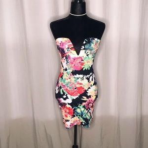 Colorful floral halter dress